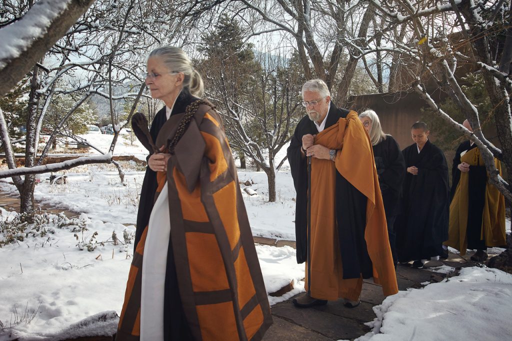 Procession in Sensei Al’s 2023 Denkai Ceremony at Upaya Zen Center, Santa Fe, NM